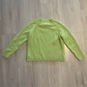 Vintage Y2K St. John’s Bay Lime Green Chenille Funnel Neck Sweater